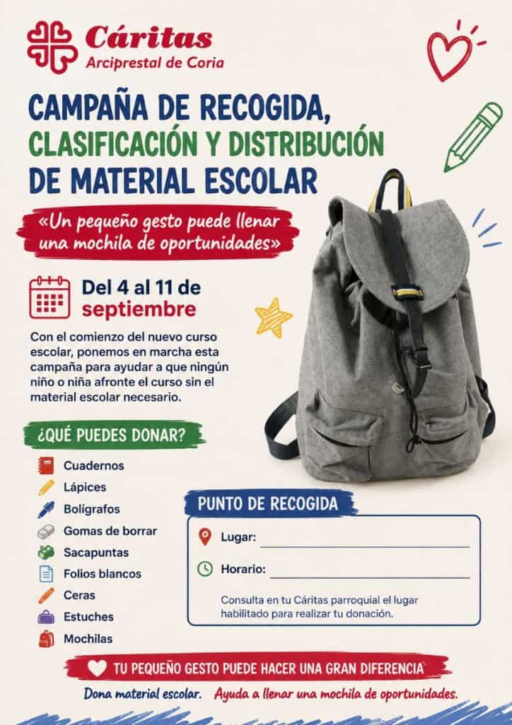 Coria impulsa una campaña para dar una segunda vida al material escolar 5 20260904 material escolar coria
